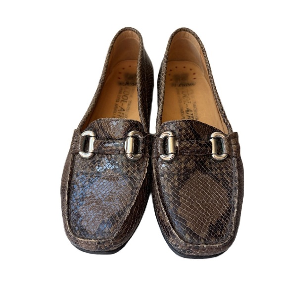 Mephisto Natala Reptile Embossed Horse Bit‎ Loafers Size 7.5 Dark Oak Boa Snake - Picture 2 of 9